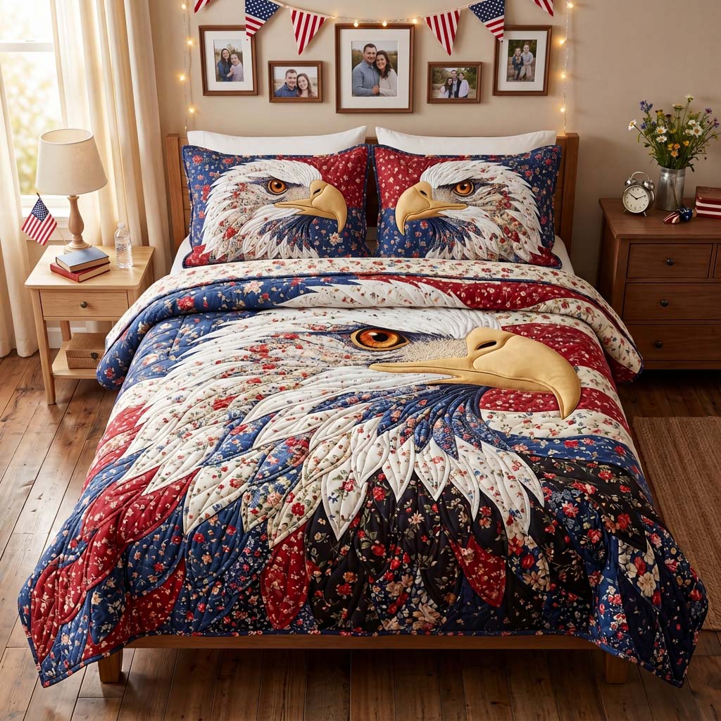 Majestic Patriot Gaze 3-Piece Quilted Bedding Set - Single (59" x 70")