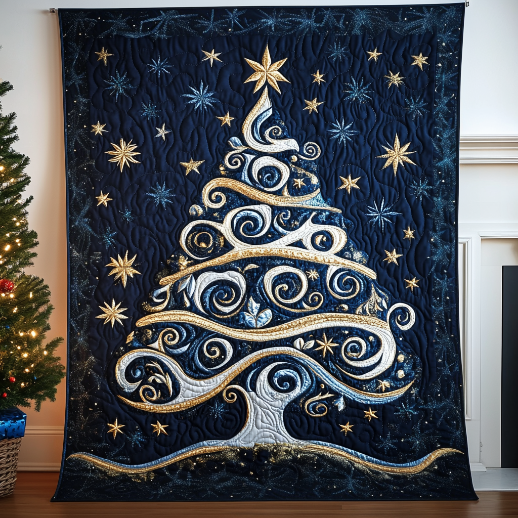 Majestic Xmas Tree Quilted Blanket - Throw (55" x 60")