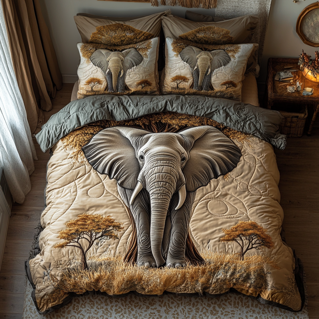 Majesty of the Savannah Quilted Bedding Set - Single (59" x 70")