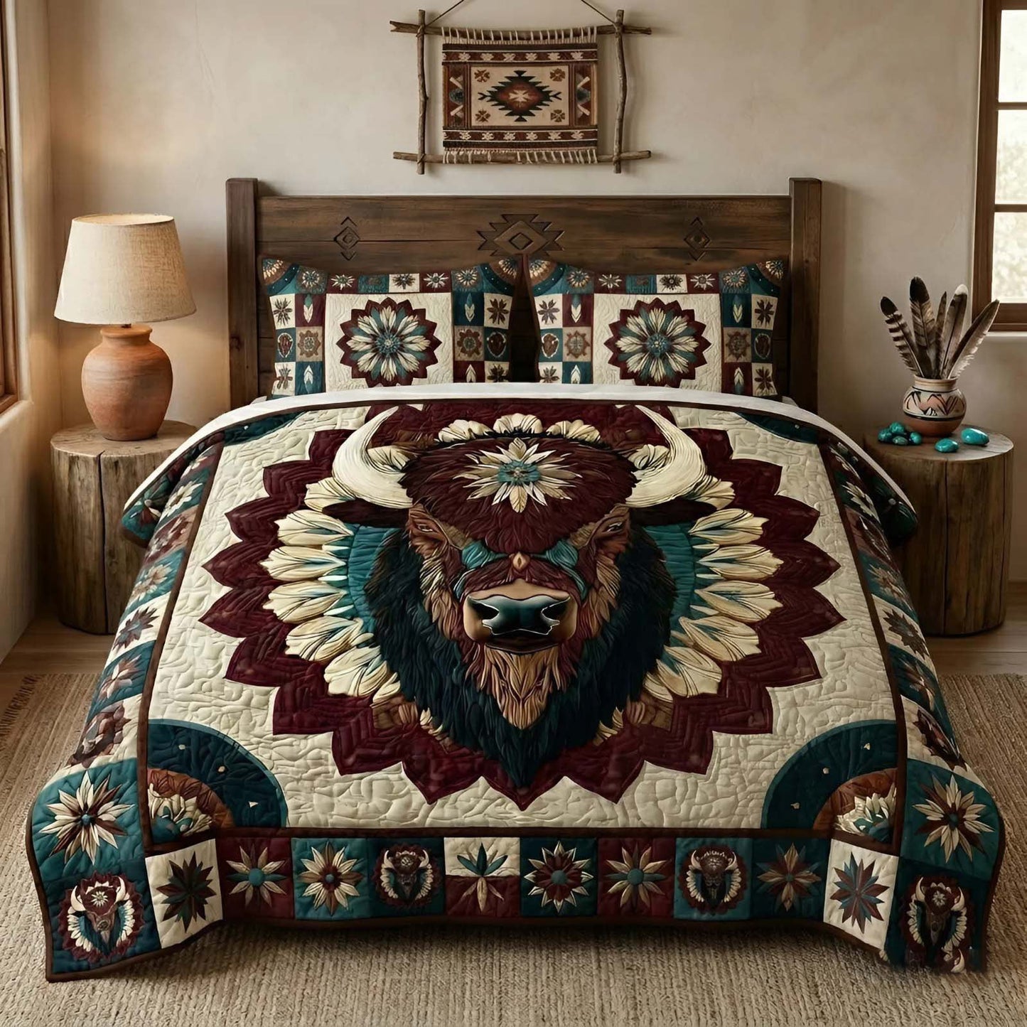 Mandala Spirit 3-Piece Quilted Bedding Set - Single (59" x 70")