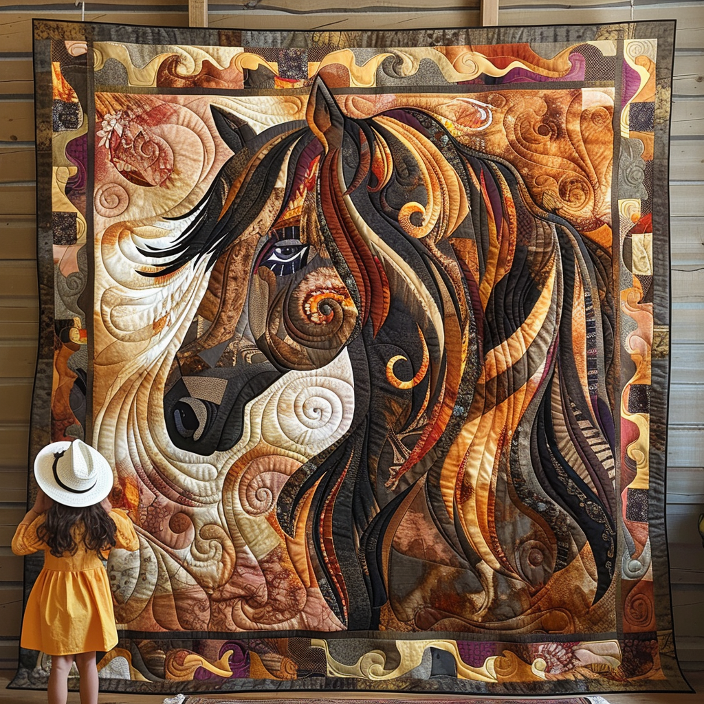 Mane Attraction Horse Quilted Blanket - Throw (55" x 60")