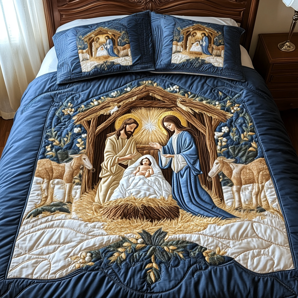 Manger Majesty 3-Piece Quilted Bedding Set - Single (59" x 70")
