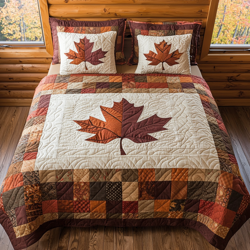 Maple Embrace 3-Piece Quilted Bedding Set - Single (59" x 70")