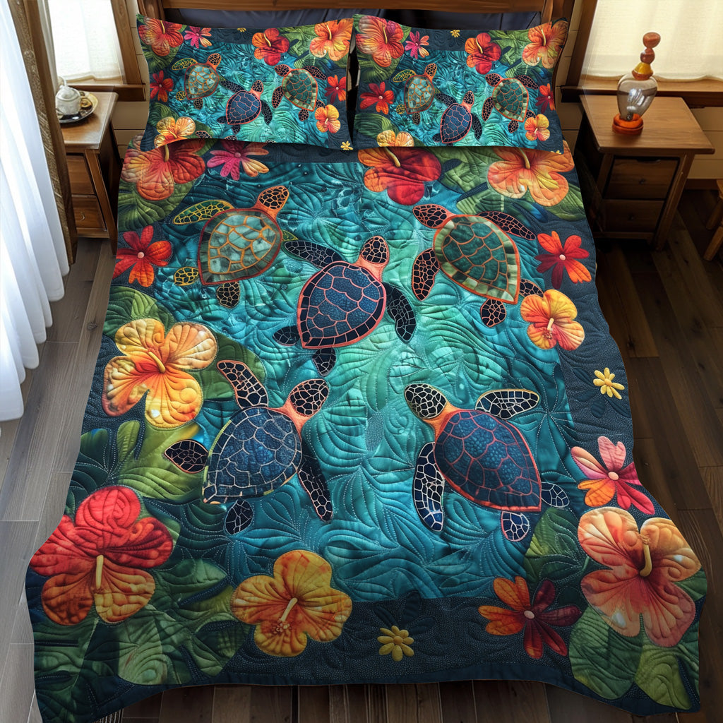 Marine Journey 3-Piece Quilted Bedding Set - Single (59" x 70")