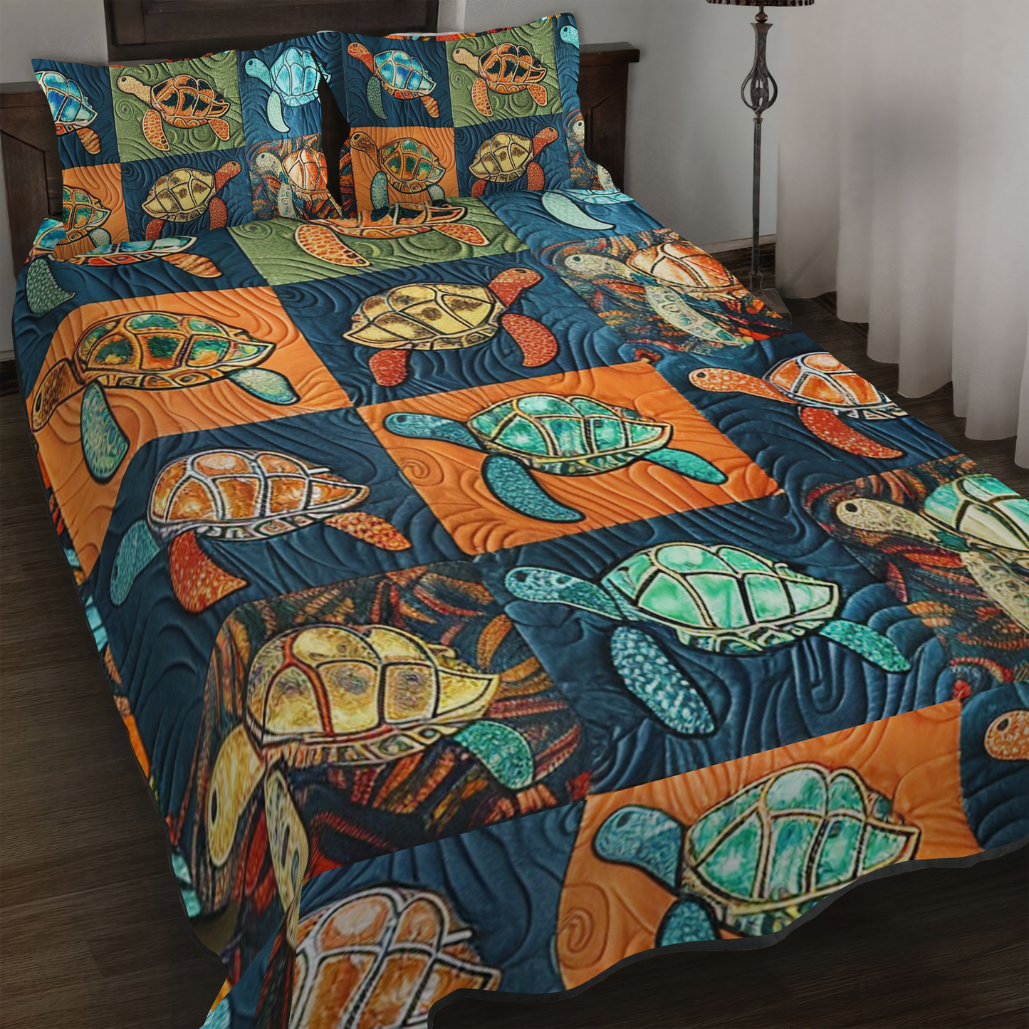 Marine Melody 3-Piece Quilted Bedding Set - Single (59" x 70")