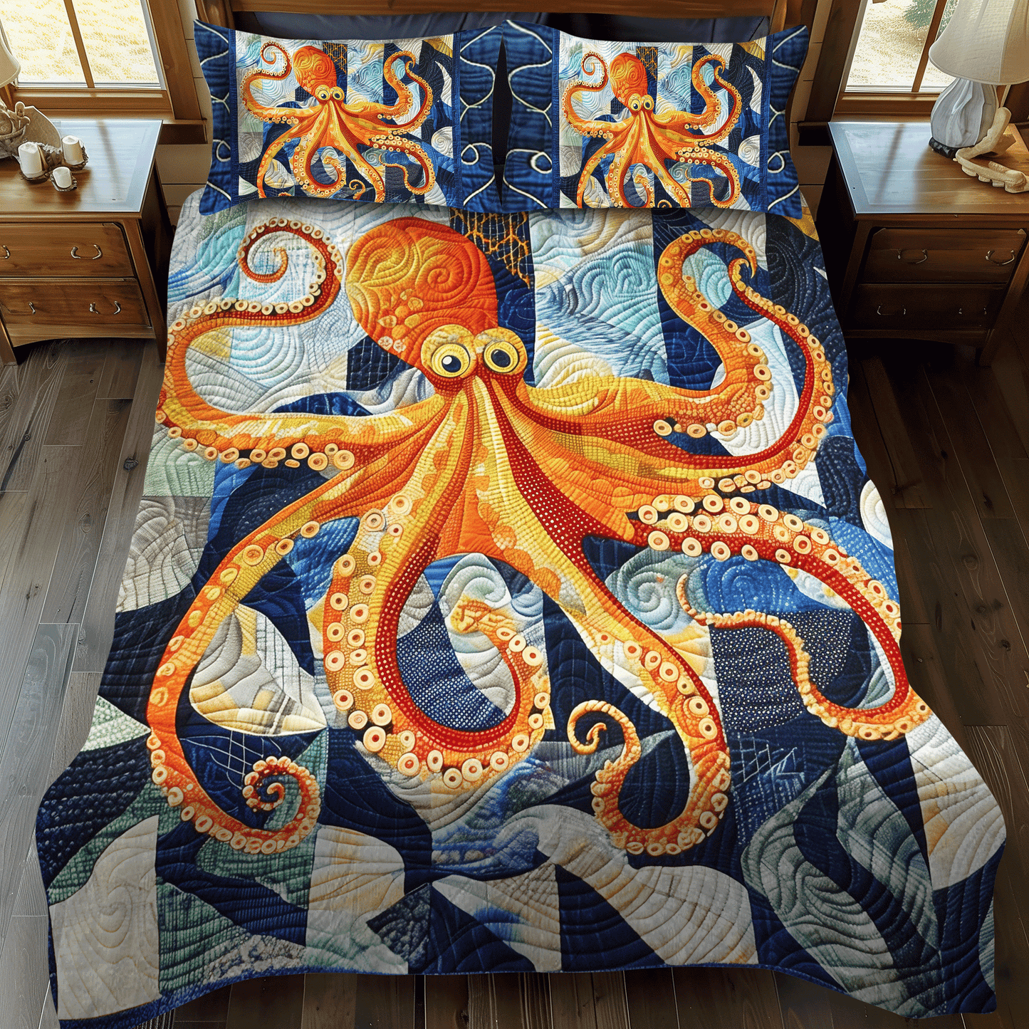 Marine Monarch 3-Piece Quilted Bedding Set - Single (59" x 70")