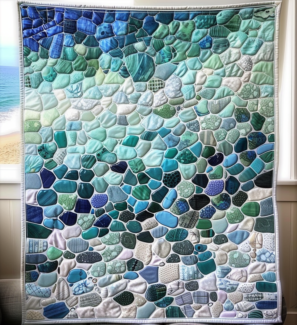 Marine Mosaic Quilted Blanket - Throw (55" x 60")