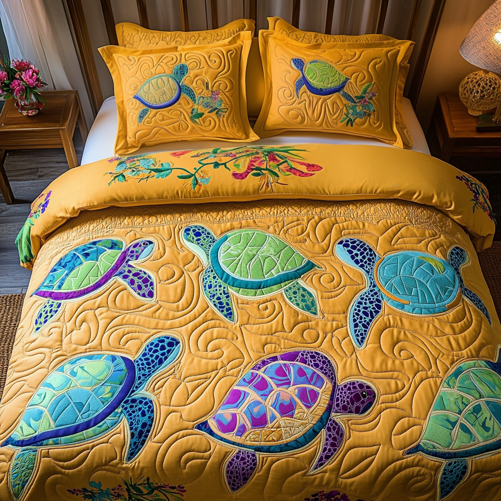 Marine Glow 3-Piece Quilted Bedding Set - Single (59" x 70")