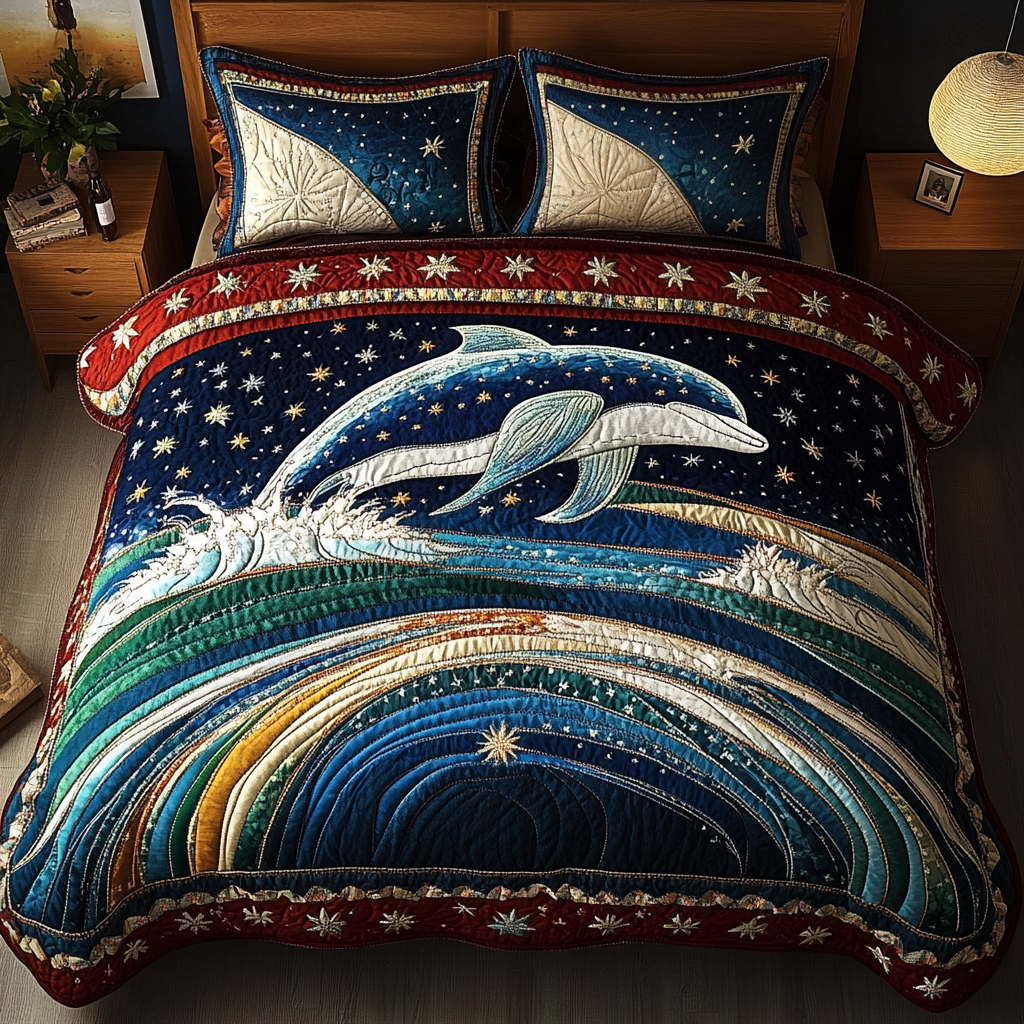 Marine Grace 3-Piece Quilted Bedding Set - Single (59" x 70")