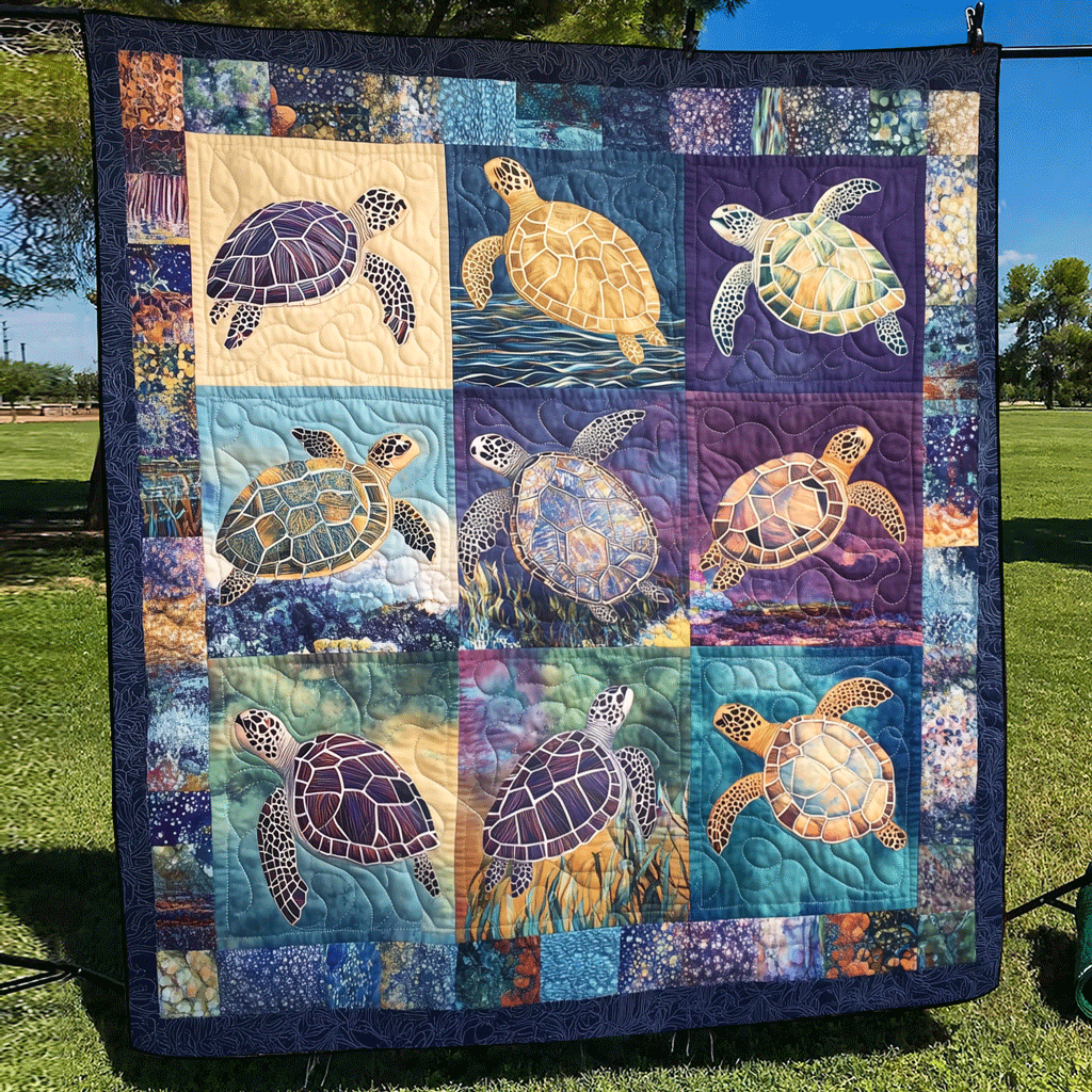 Marine Melody Quilted Blanket - Throw (55" x 60")