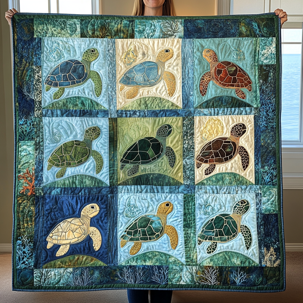 Marine Melody Quilted Blanket - Throw (55" x 60")