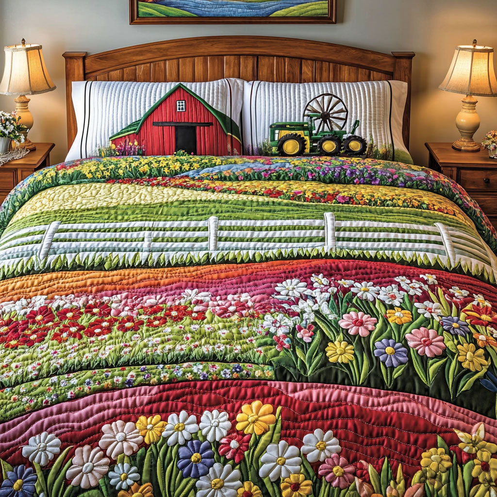 Meadow Breeze 3-Piece Quilted Bedding Set - Single (59" x 70")