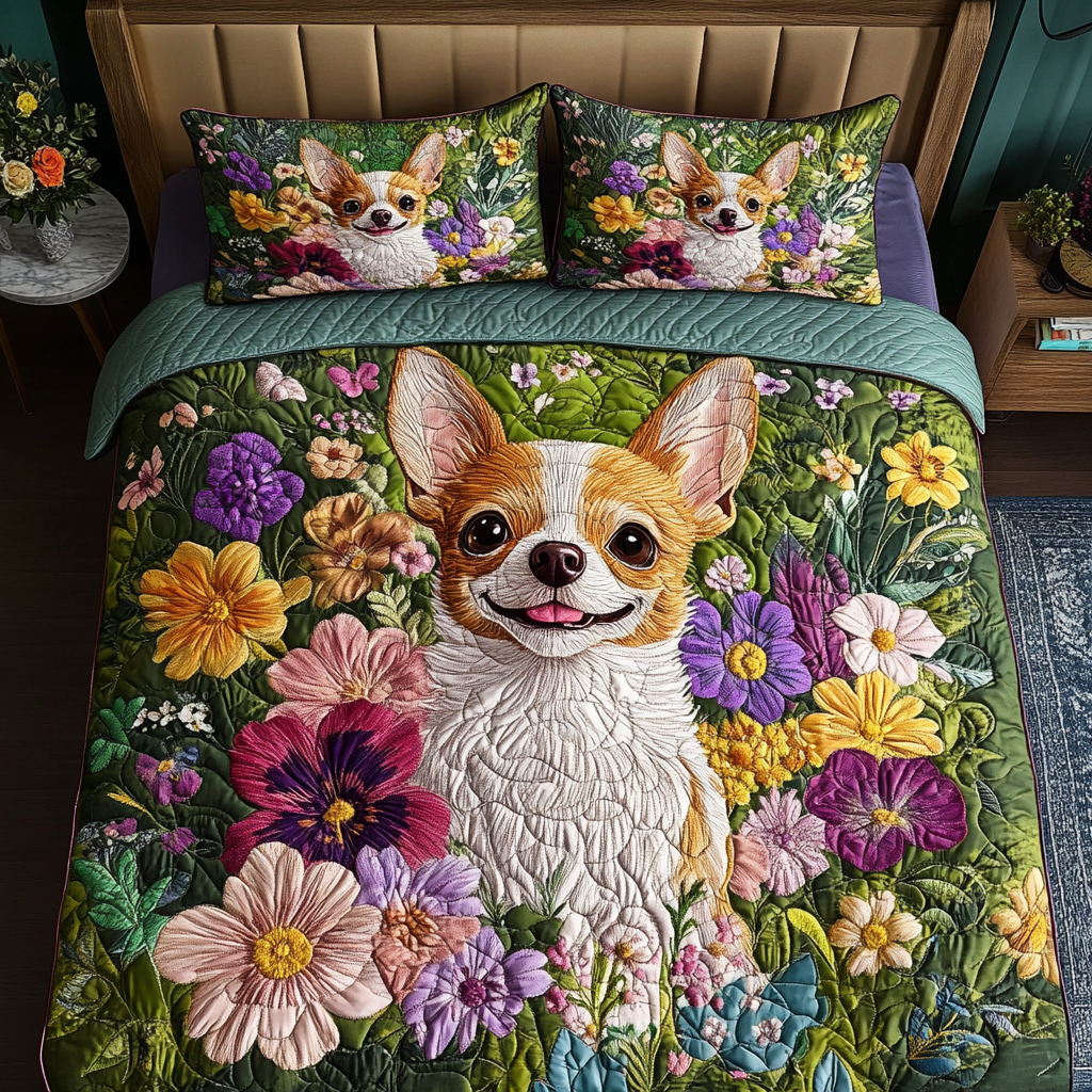 Meadow Chi 3-Piece Quilted Bedding Set - Single (59" x 70")
