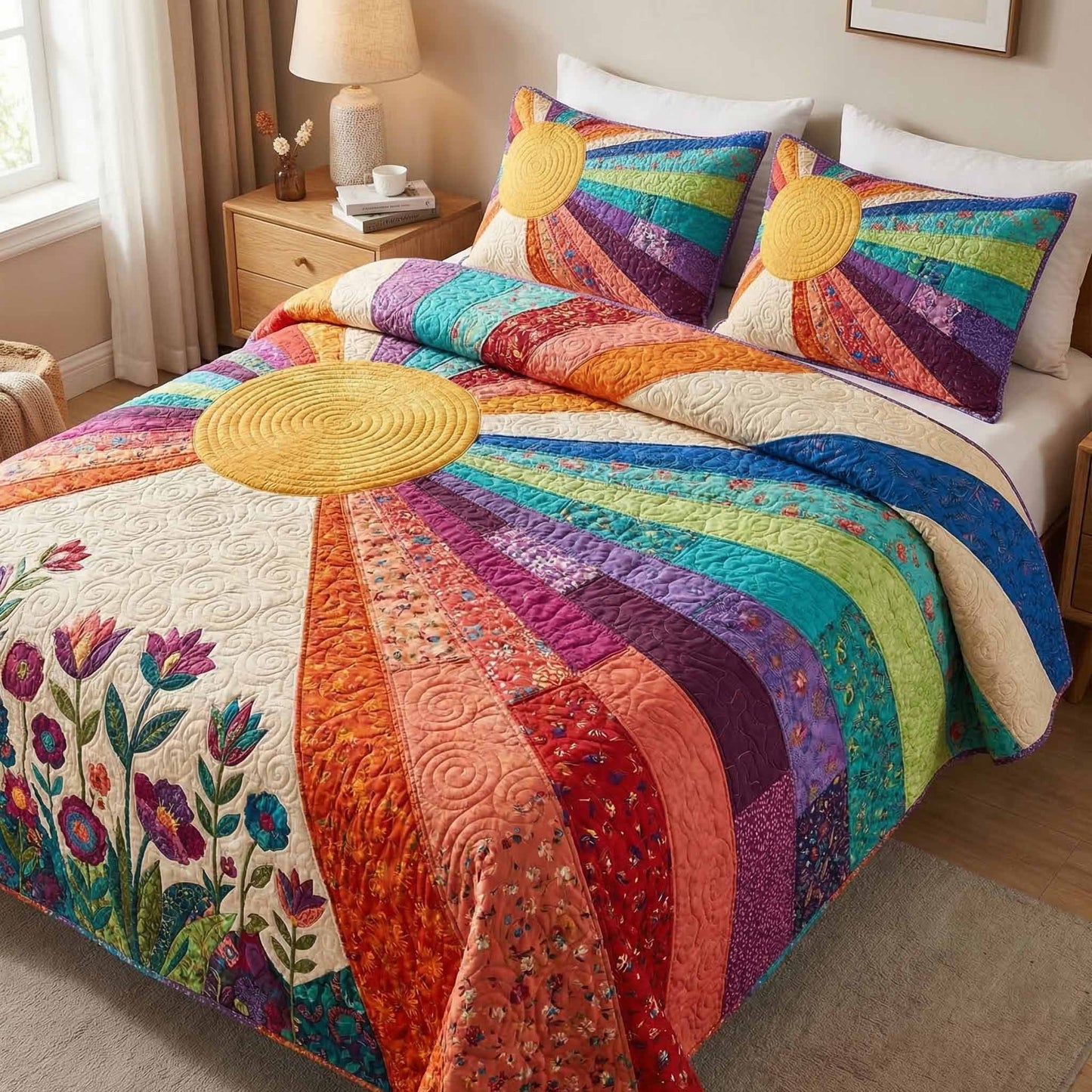 Meadow Dawn 3-Piece Quilted Bedding Set - Single (59" x 70")
