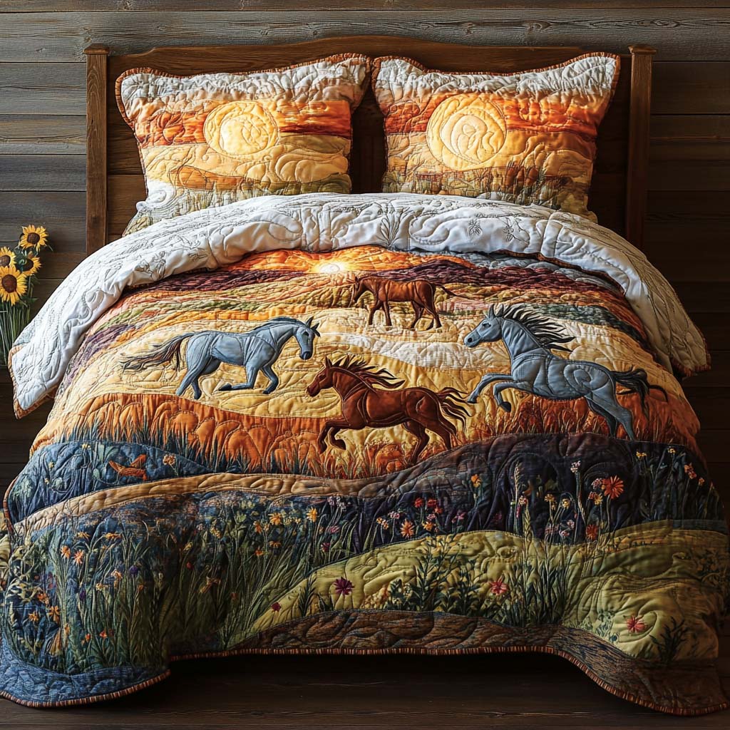 Meadow Gallop 3-Piece Quilted Bedding Set - Single (59" x 70")