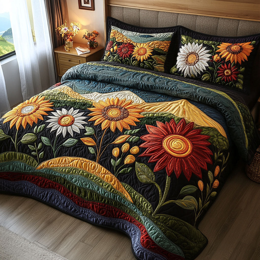 Meadow Glow Harmony 3-Piece Quilted Bedding Set - Single (59" x 70")
