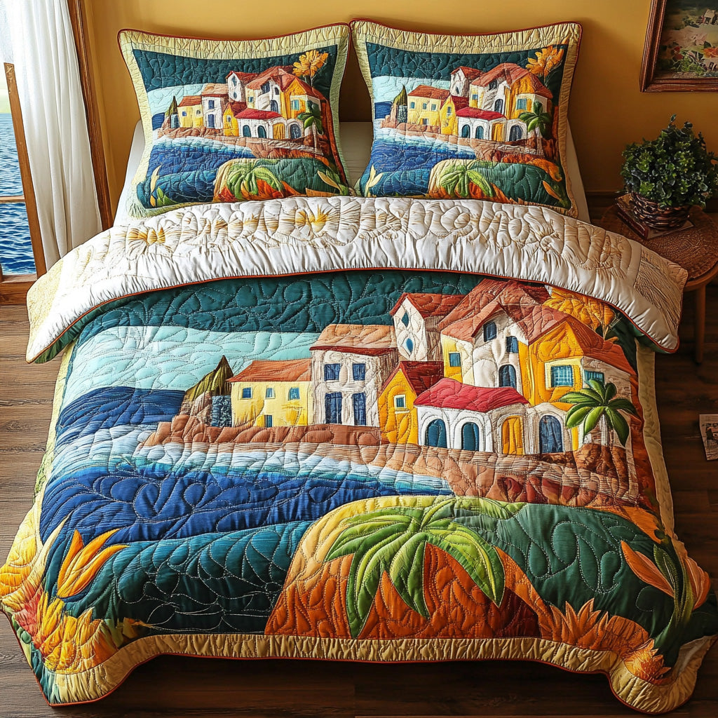 Mediterranean Muse 3-Piece Quilted Bedding Set - Single (59" x 70")
