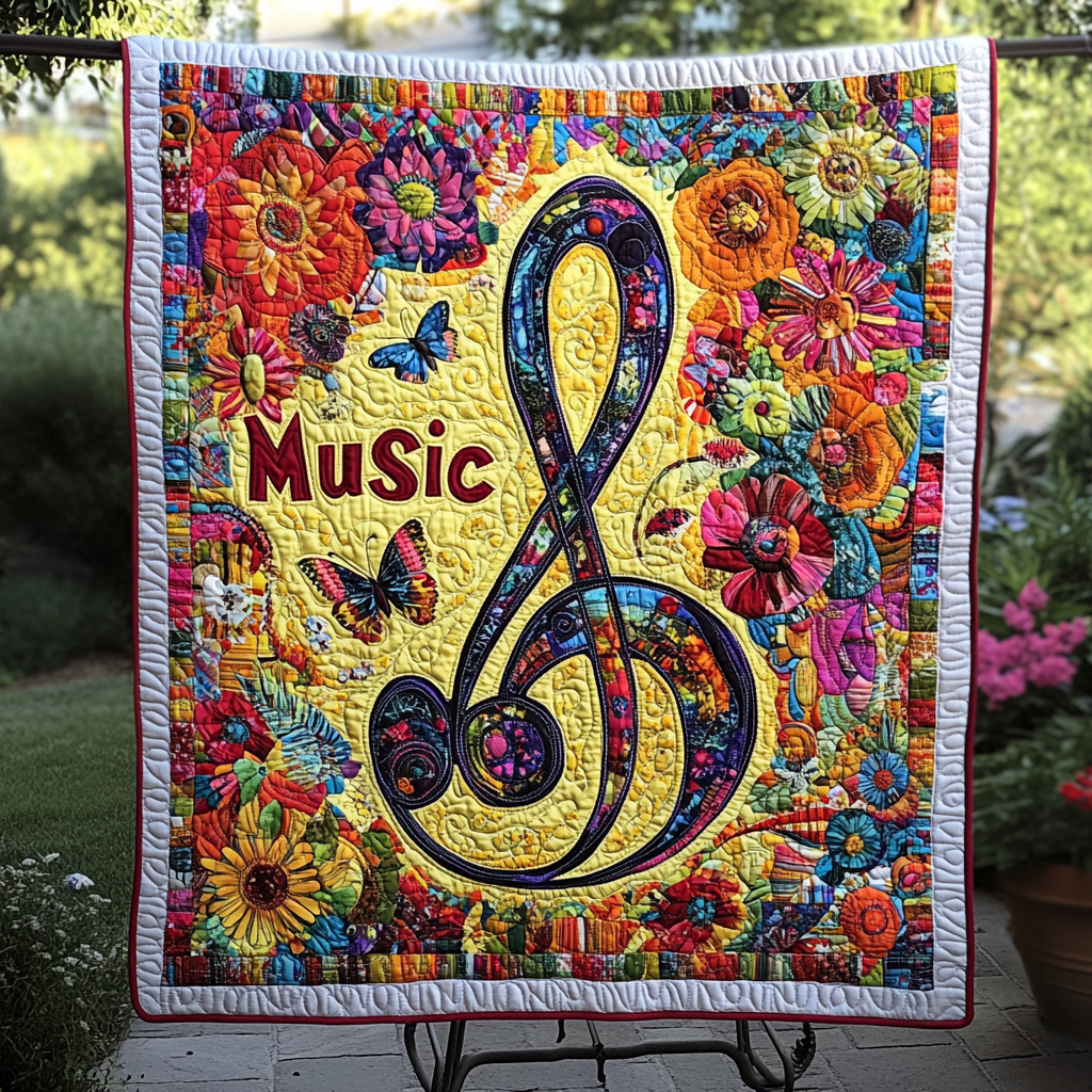 Melodic Mosaic Quilted Blanket - Throw (55" x 60")