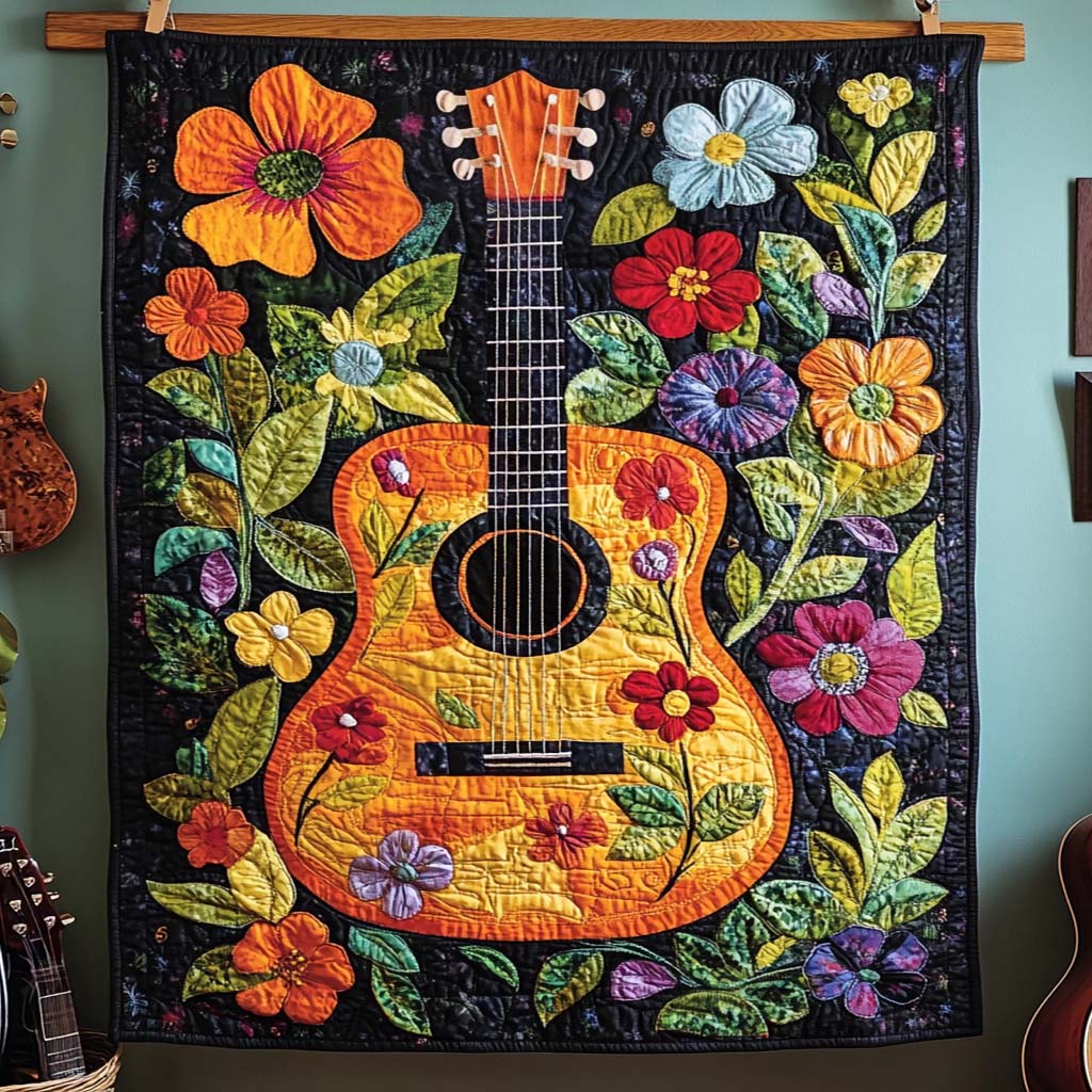 Melody In Bloom Quilted Blanket - Throw (55" x 60")