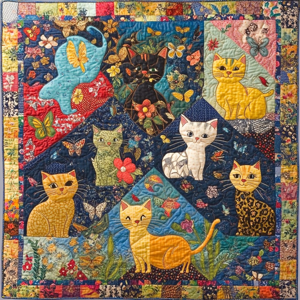 Meow Kingdom Quilted Blanket - Throw (55" x 60")