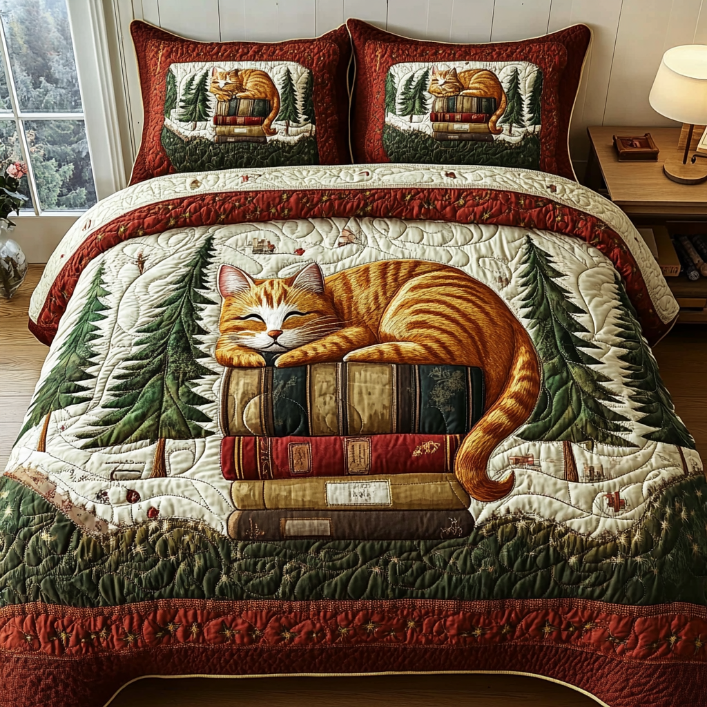 Meow Magic 3-Piece Quilted Bedding Set - Single (59" x 70")