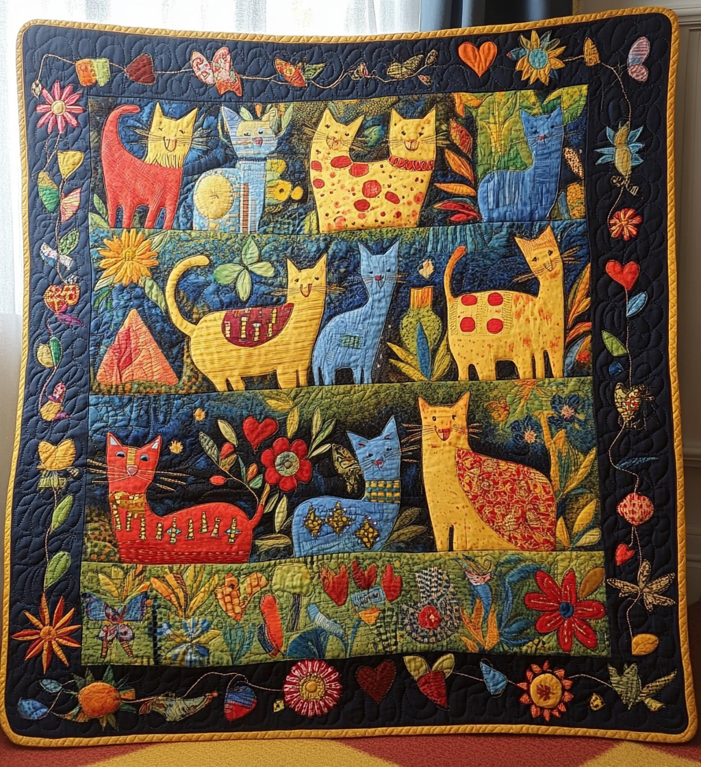 Meow Magic Quilted Blanket - Throw (55" x 60")