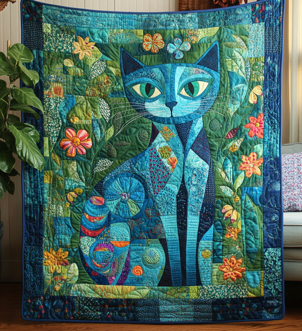 Meow Mosaic Quilted Blanket - Throw (55" x 60")