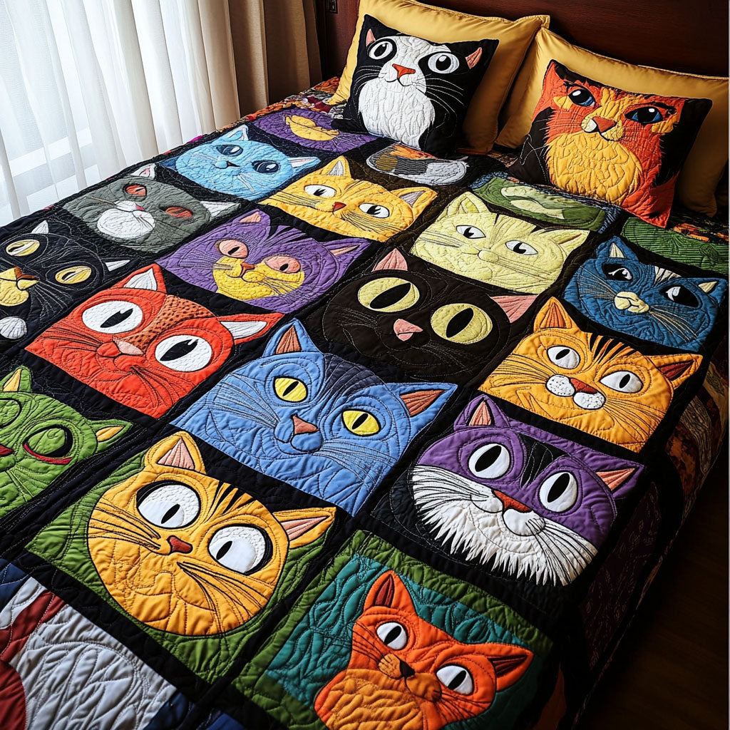 Meow Mosaic Quilted Blanket - Throw (55" x 60")