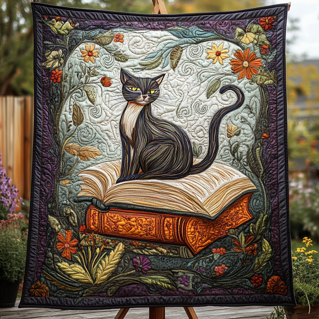 Meow and Mysteries Quilted Blanket - Throw (55" x 60")