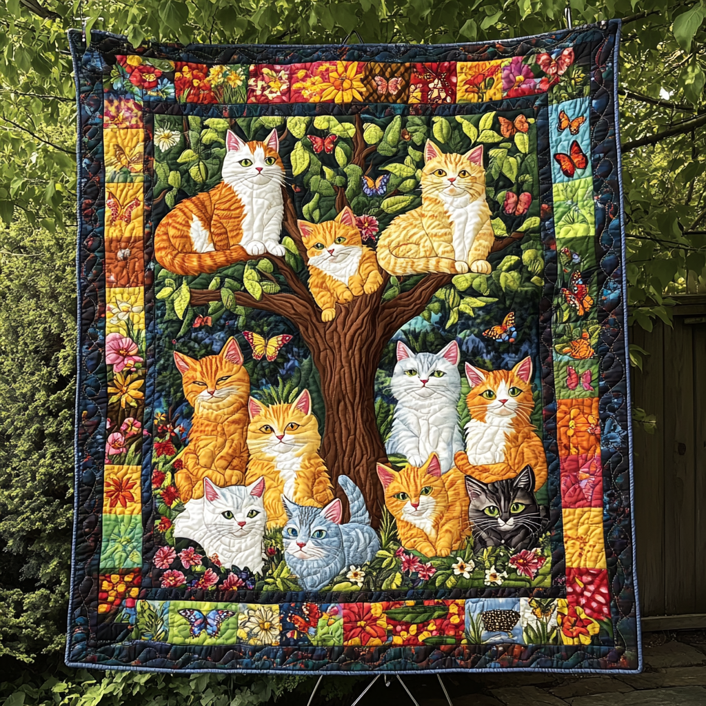 Meowgical Garden Quilted Blanket - Throw (55" x 60")