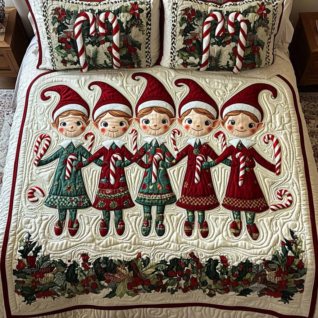Merry Elf Companions 3-Piece Quilted Bedding Set - Single (59" x 70")