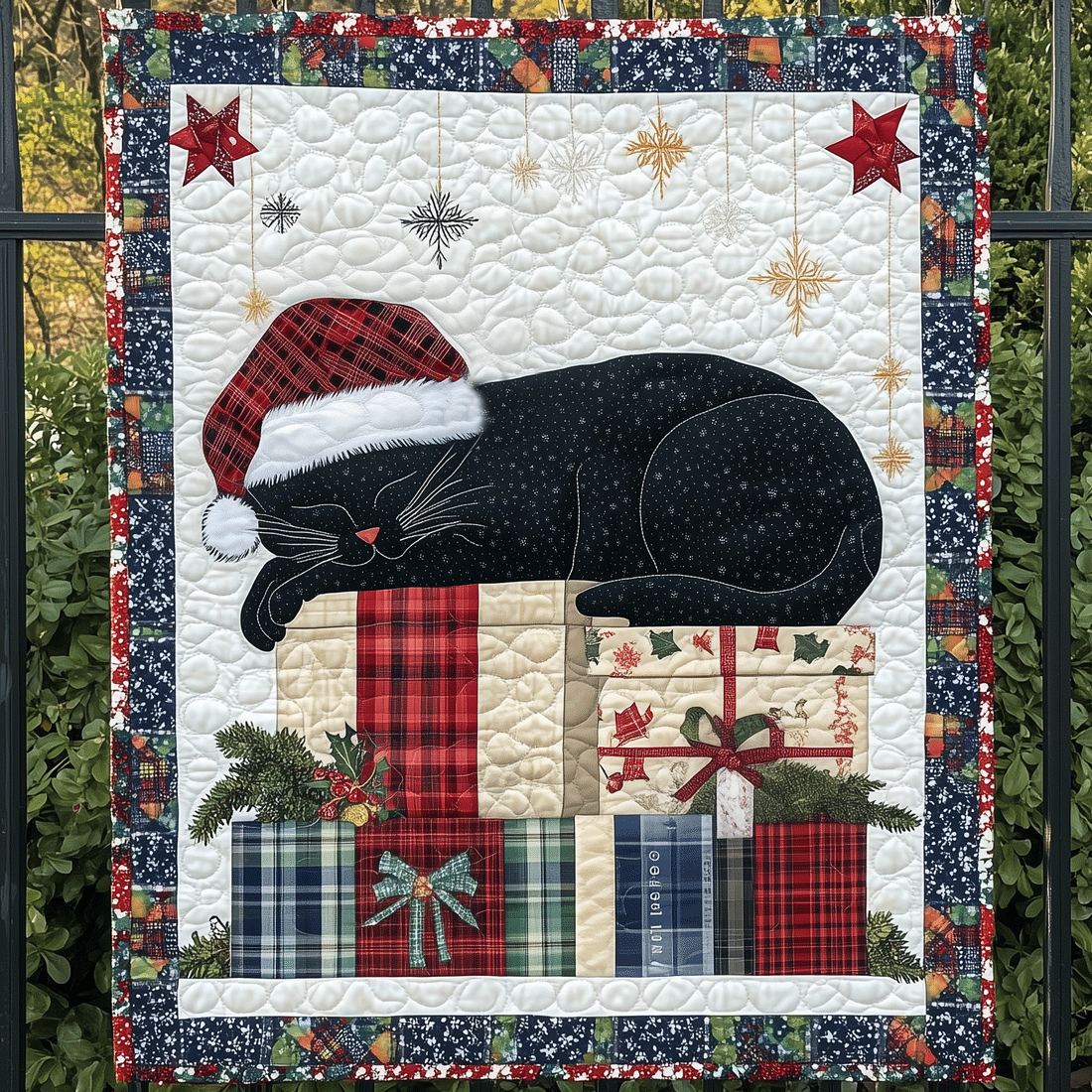 Merry Catmas Quilted Blanket - Throw (55" x 60")