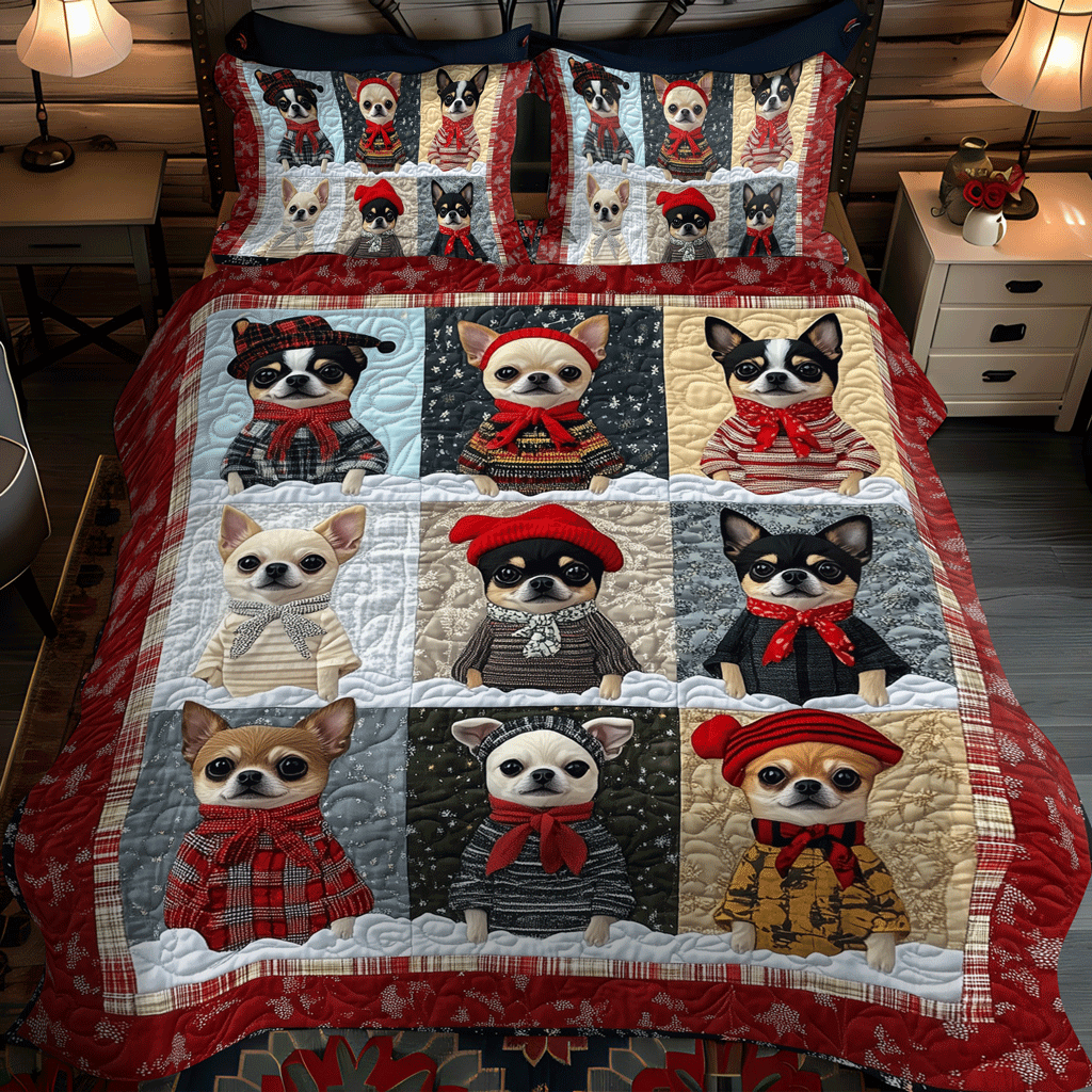 Merry Chi-mas 3-Piece Quilted Bedding Set - Single (59" x 70")