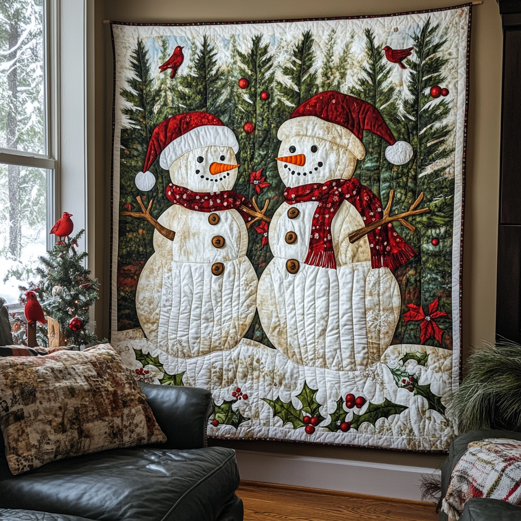 Merry Christmas Joy Quilted Blanket - Throw (55" x 60")