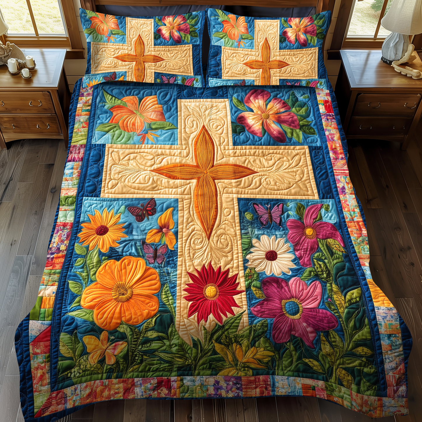 Merry Cross 3-Piece Quilted Bedding Set - Single (59" x 70")