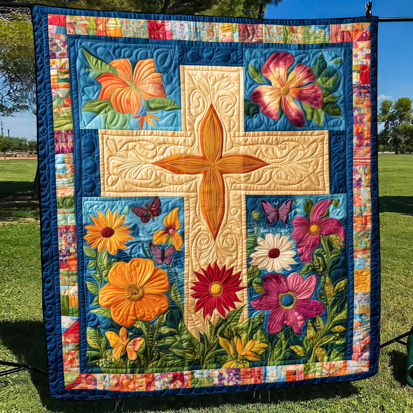 Merry Cross Quilted Blanket - Throw (55" x 60")