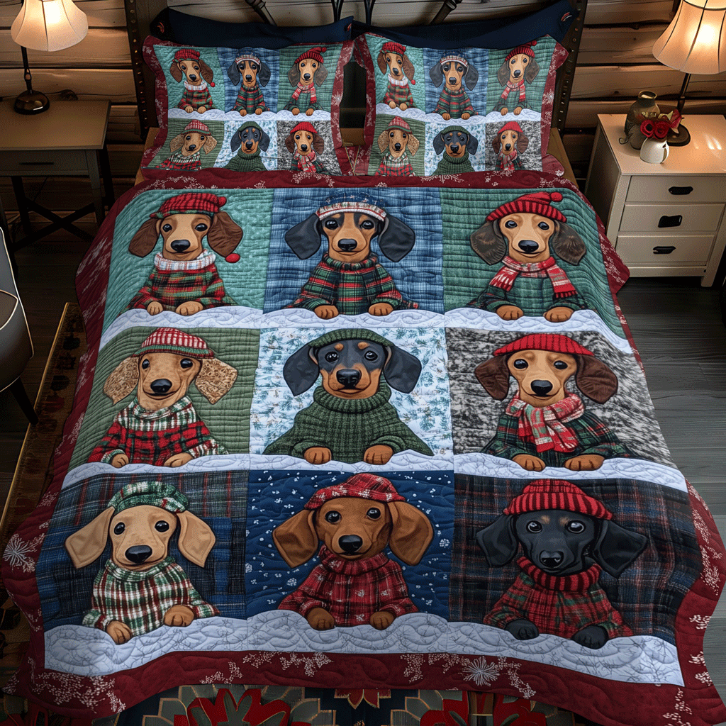 Merry Dachmas 3-Piece Quilted Bedding Set - Single (59" x 70")