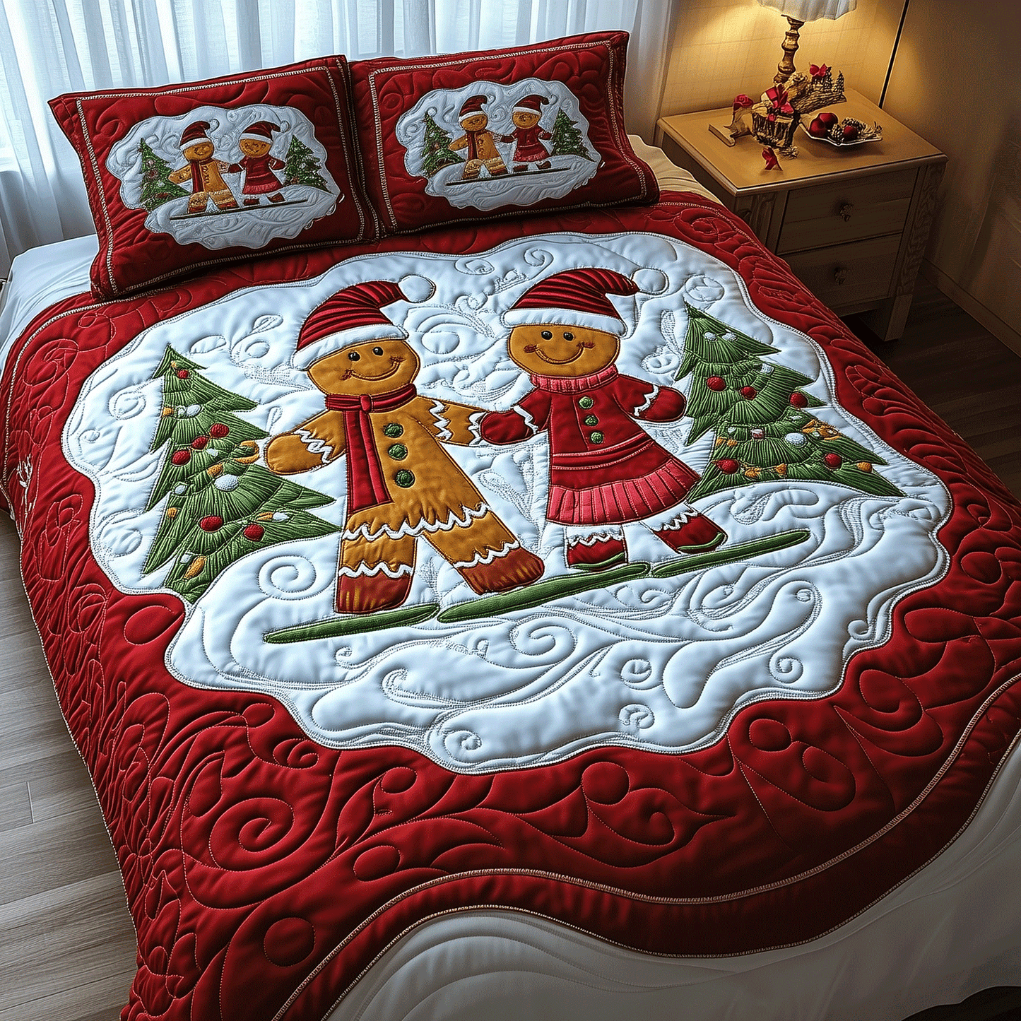 Merry Gingerbread Nights 3-Piece Quilted Bedding Set - Single (59" x 70")