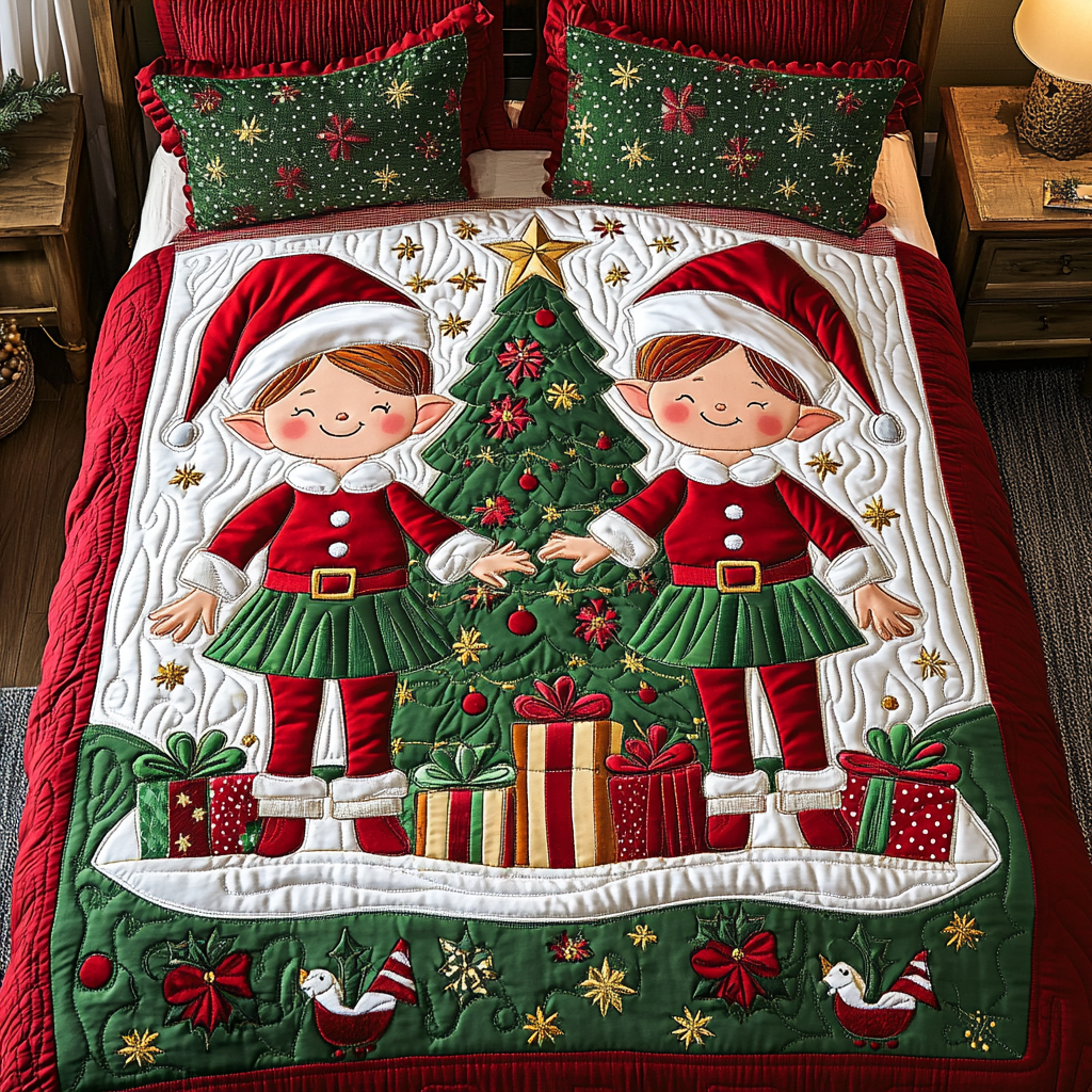Merry Magic Helpers 3-Piece Quilted Bedding Set - Single (59" x 70")