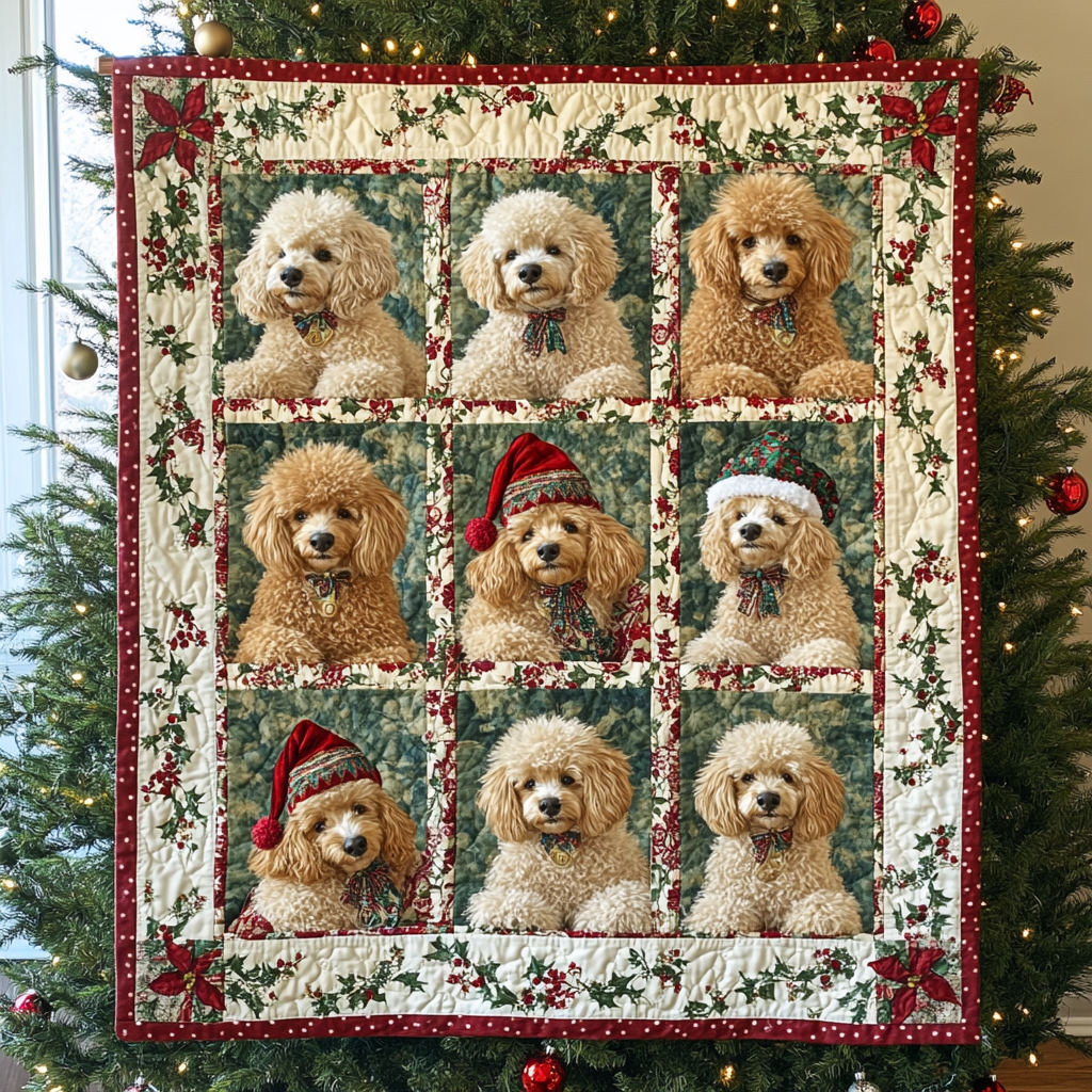 Merry Poodle Magic Quilted Blanket - Throw (55" x 60")