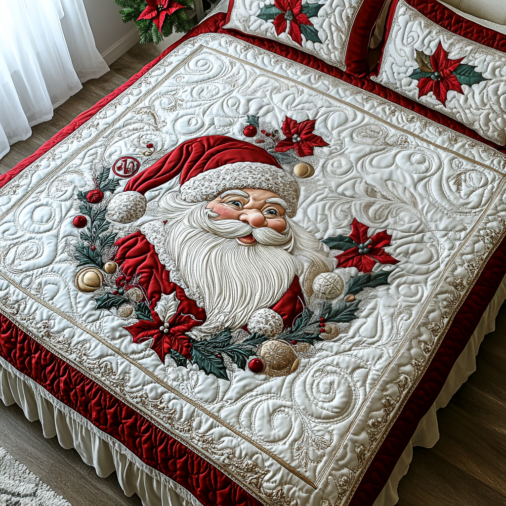 Merry Santa Quilted Bedding Set - Single (59" x 70")
