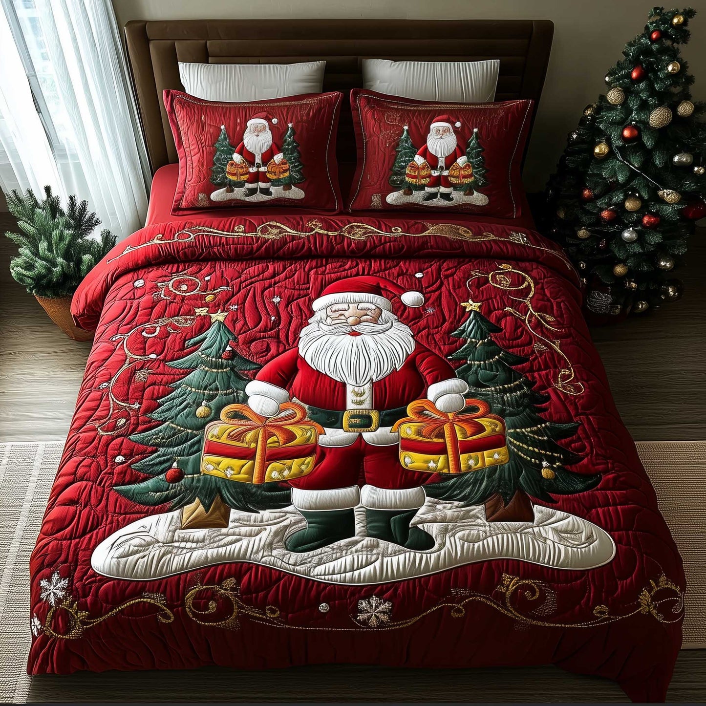Merry Santa Sleep 3-Piece Quilted Bedding Set - Single (59" x 70")
