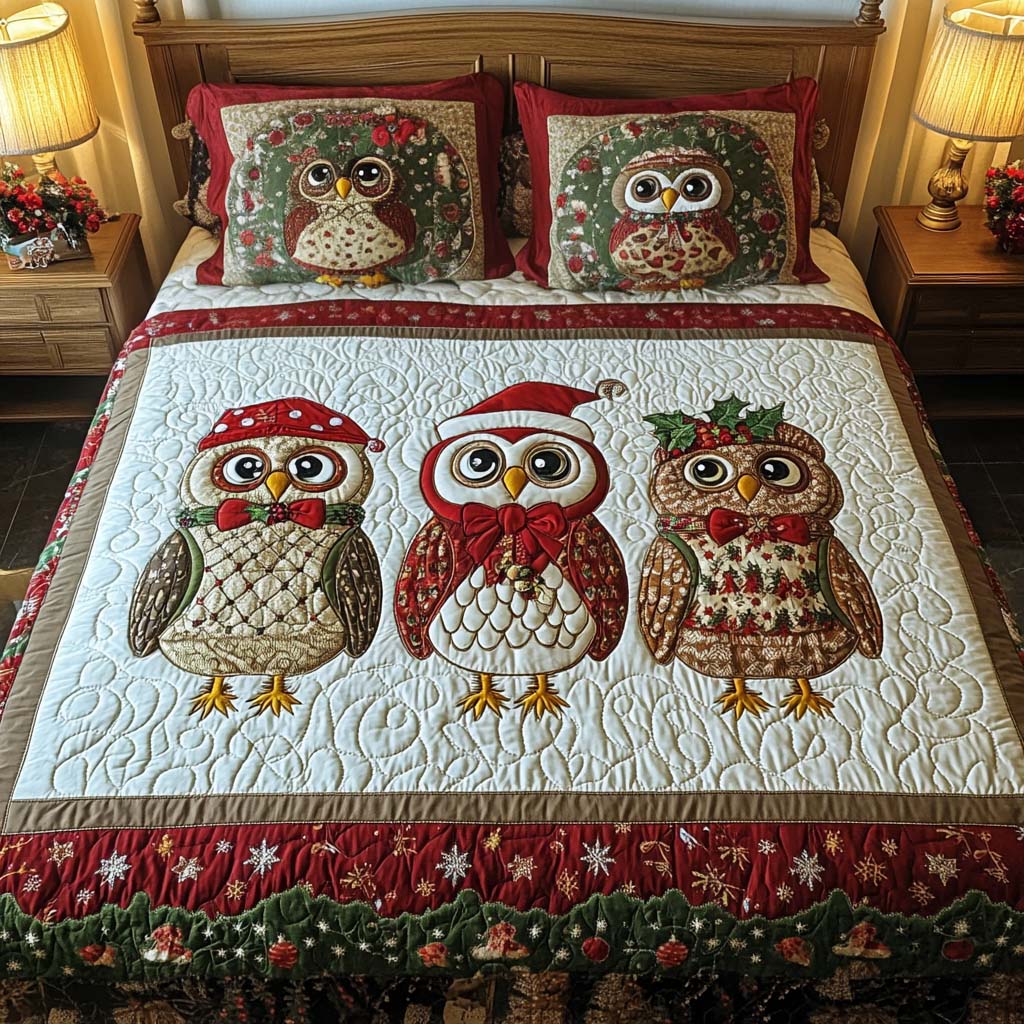 Merry Trio 3-Piece Quilted Bedding Set - Single (59" x 70")