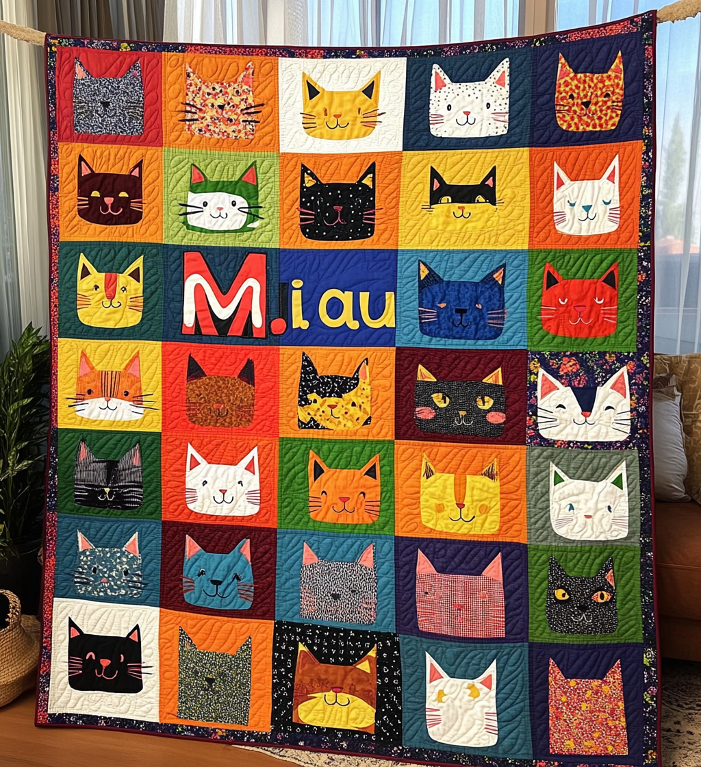 Miau Kingdom Quilted Blanket - Throw (55" x 60")