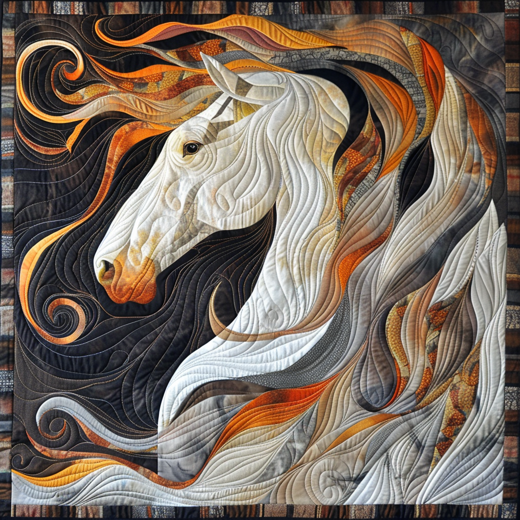 Midnight Stallion Quilted Blanket - Throw (55" x 60")