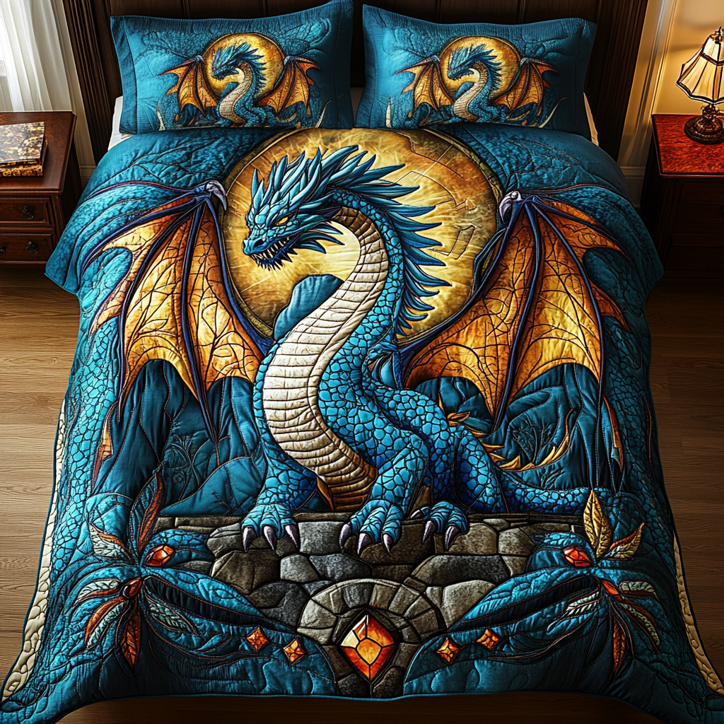 Midnight Blaze 3-Piece Quilted Bedding Set - Single (59" x 70")