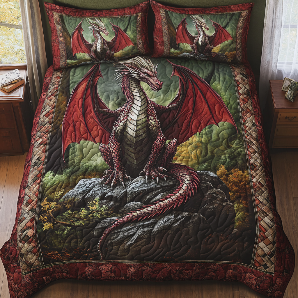 Midnight Blaze Quilted Bedding Set - Single (59" x 70")