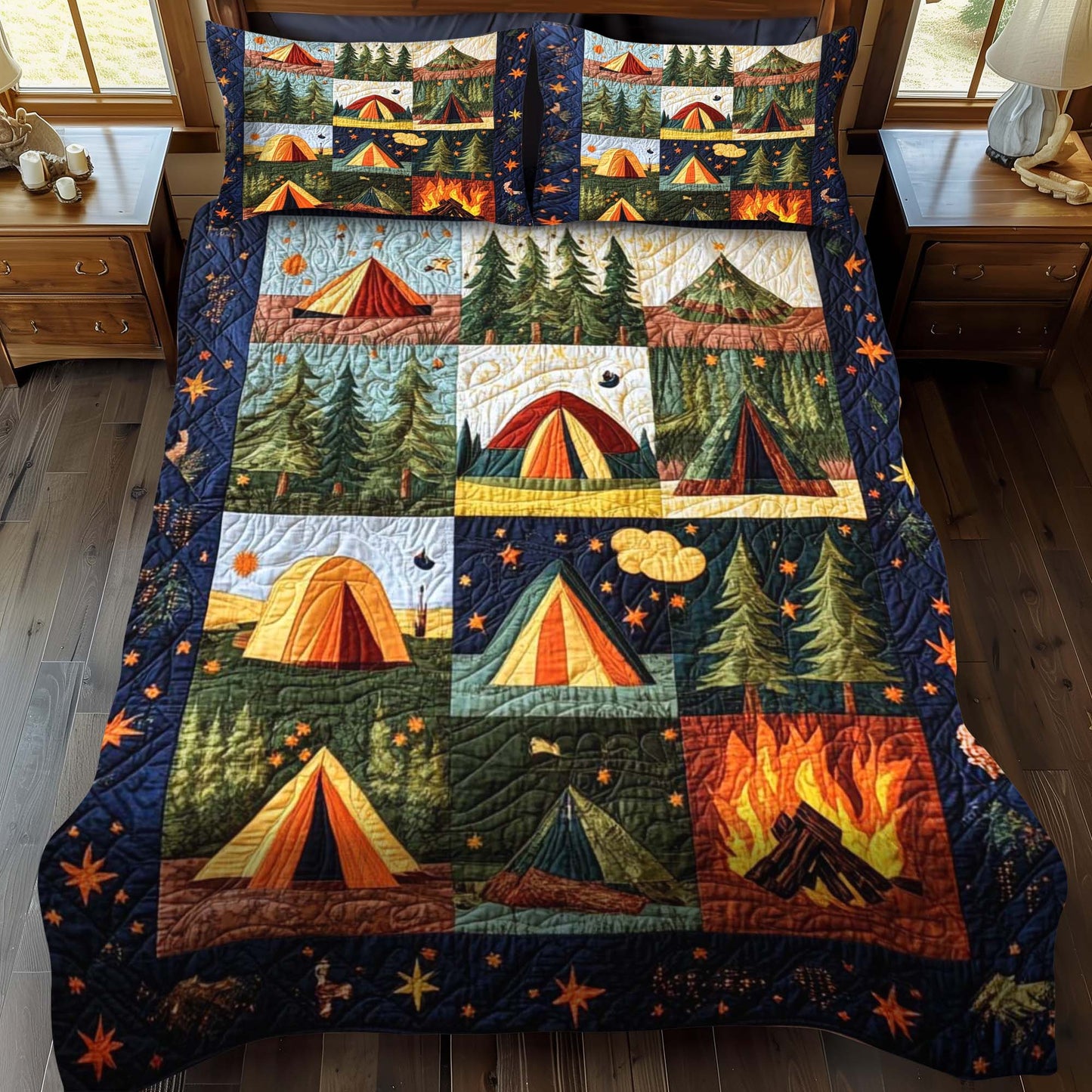 Midnight Fire 3-Piece Quilted Bedding Set - Single (59" x 70")