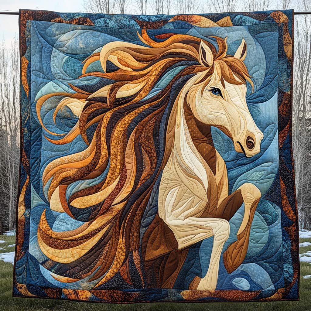 Midnight Gallop Quilted Blanket - Throw (55" x 60")