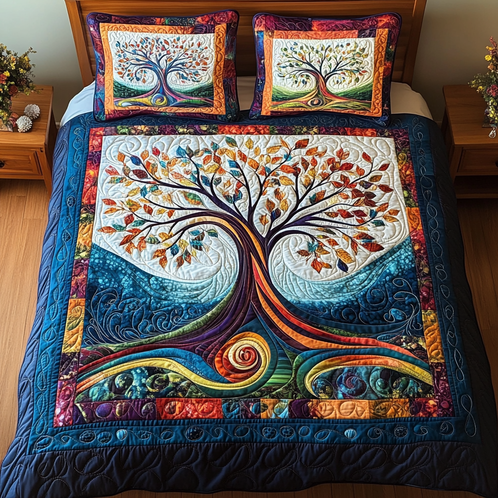 Midnight Garden Harmony 3-Piece Quilted Bedding Set - Single (59" x 70")